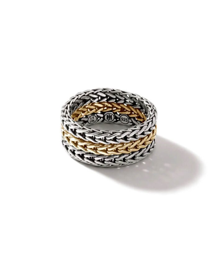 Rata Chain Ring, Silver, Gold, Wide