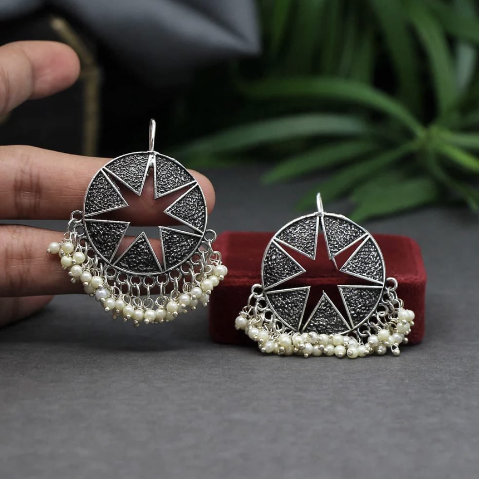 Silver Color Oxidised Earrings AJP2023-23