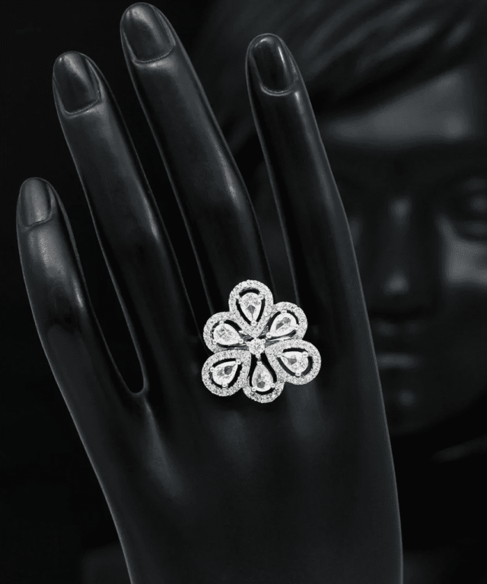 White Color American Diamond Finger Ring AJP2023-34