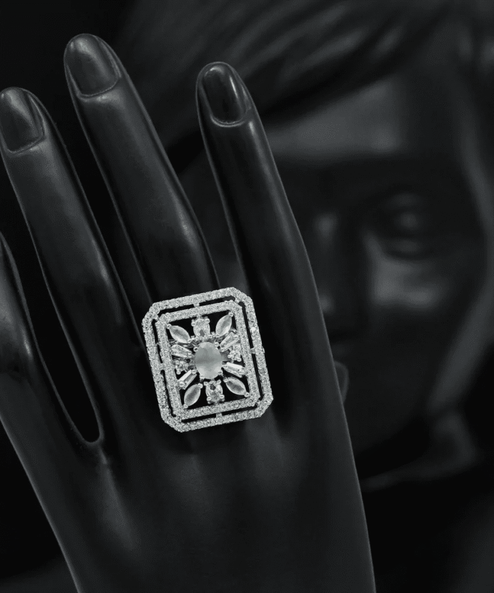 Pista Green Color American Diamond Finger Ring  AJP2023-32