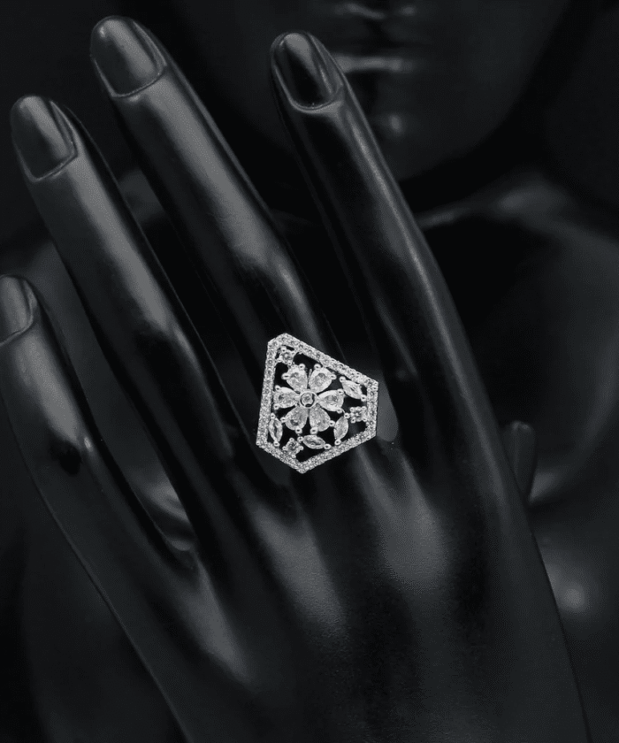 White Color American Diamond Finger Ring AJP2023-33