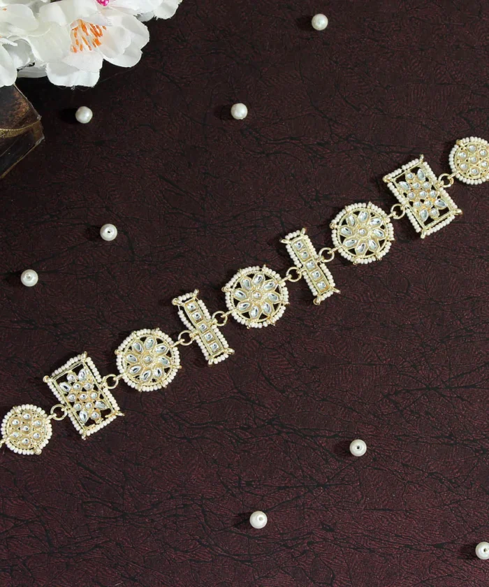 White Color Kundan Matha Patti AJP2023-15