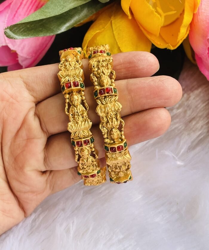 Gold Plated Laxmi Kada (set of 2) AJP2022- 48