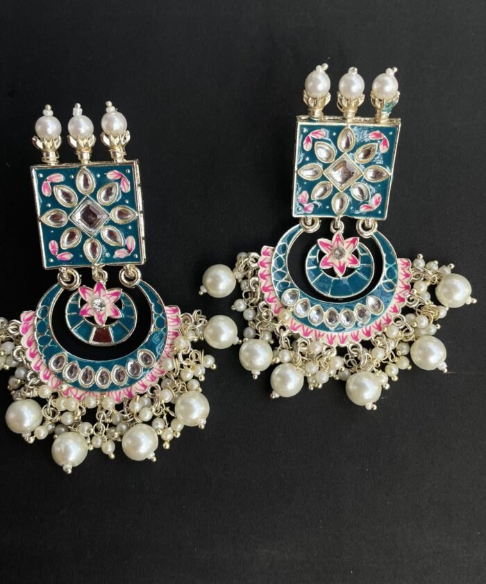 Meenakari Earrings With Kundan AJP2023-39