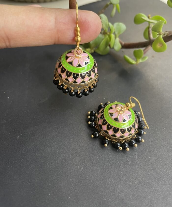 Small Sized Meenakari Jhumkas  AJP2022-09