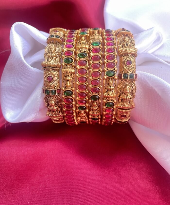 Kempu Stone Lakshmi Bangles AJP2022-47