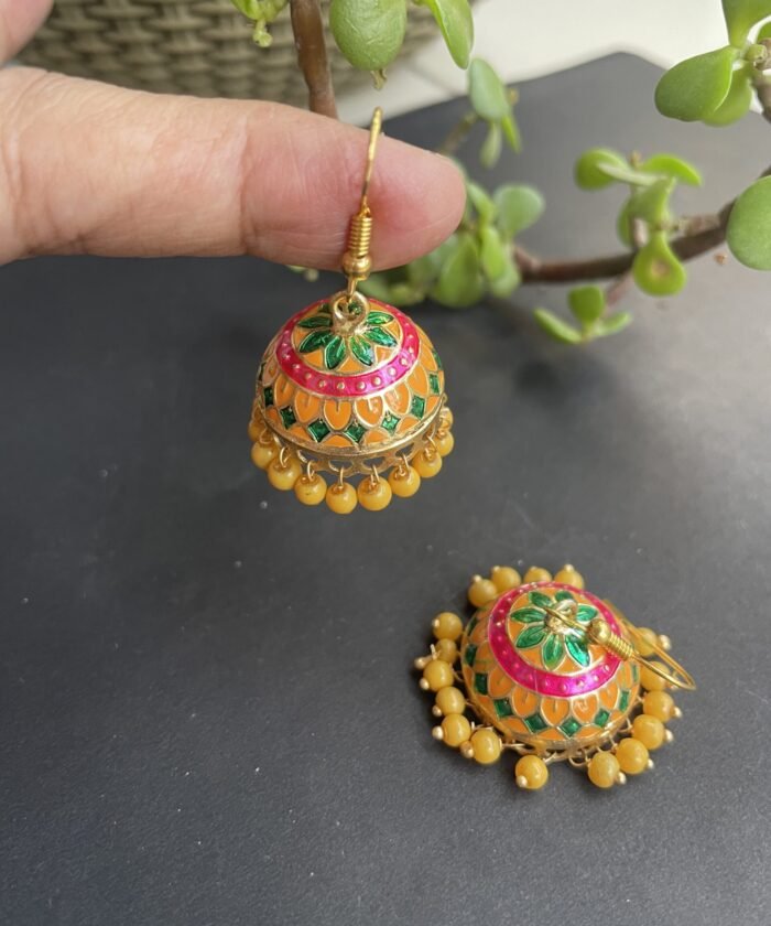 Small Sized Meenakari Jhumkas   AJP2022-07