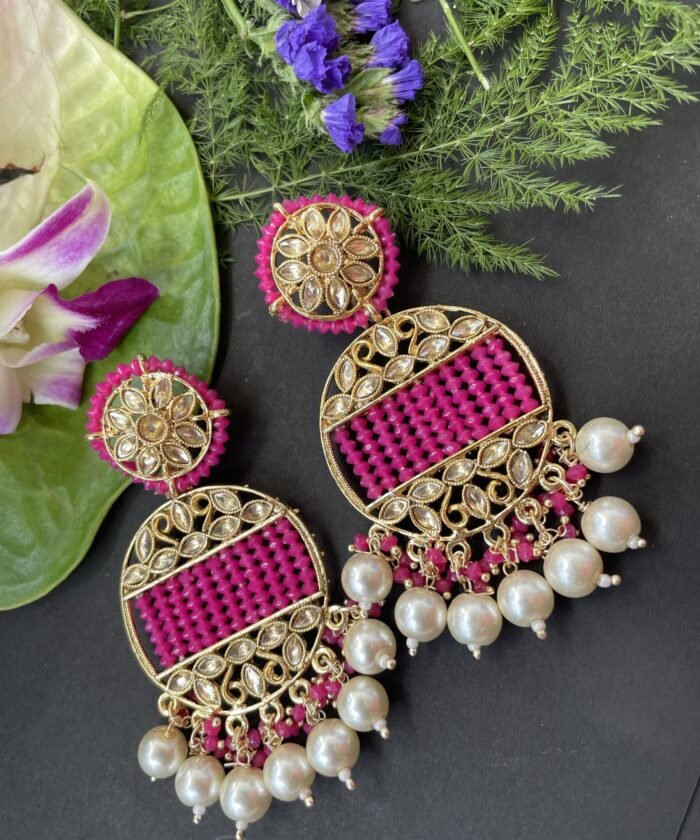 Crystal beads with kundan earrings AJP2022-28