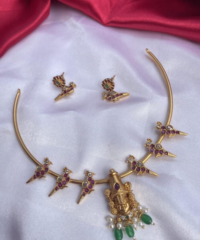 Simple Jadau Necklace With Earrings AJP2023-04